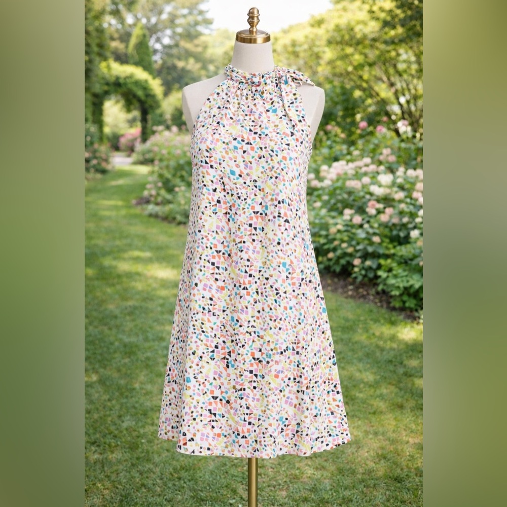 CeCe Candy Gems Print Tie Halter Neck A-Line Dress
